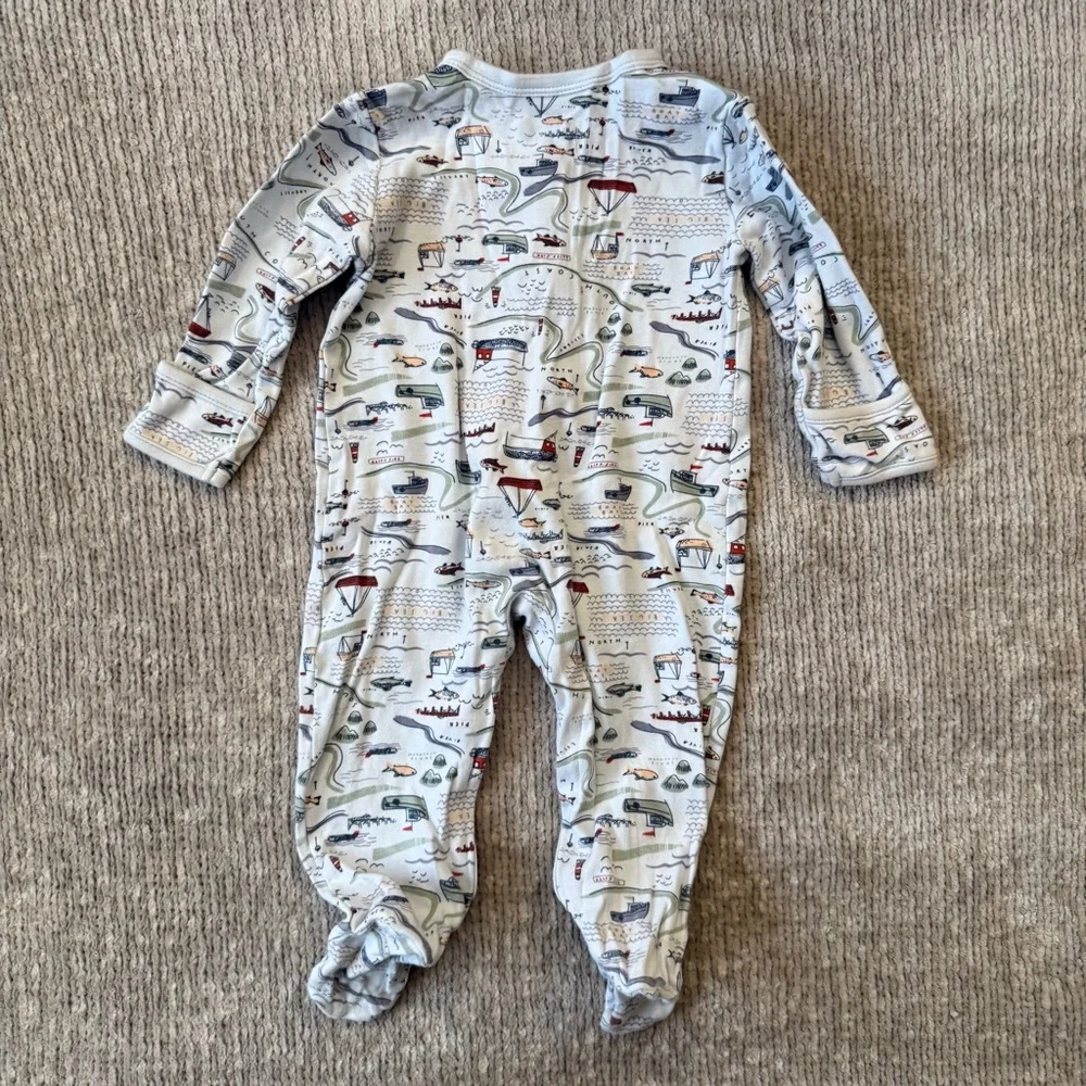 Mamas & Papas‎ Baby Footed Sleeper 9–12M Nautical Map Print Cotton
